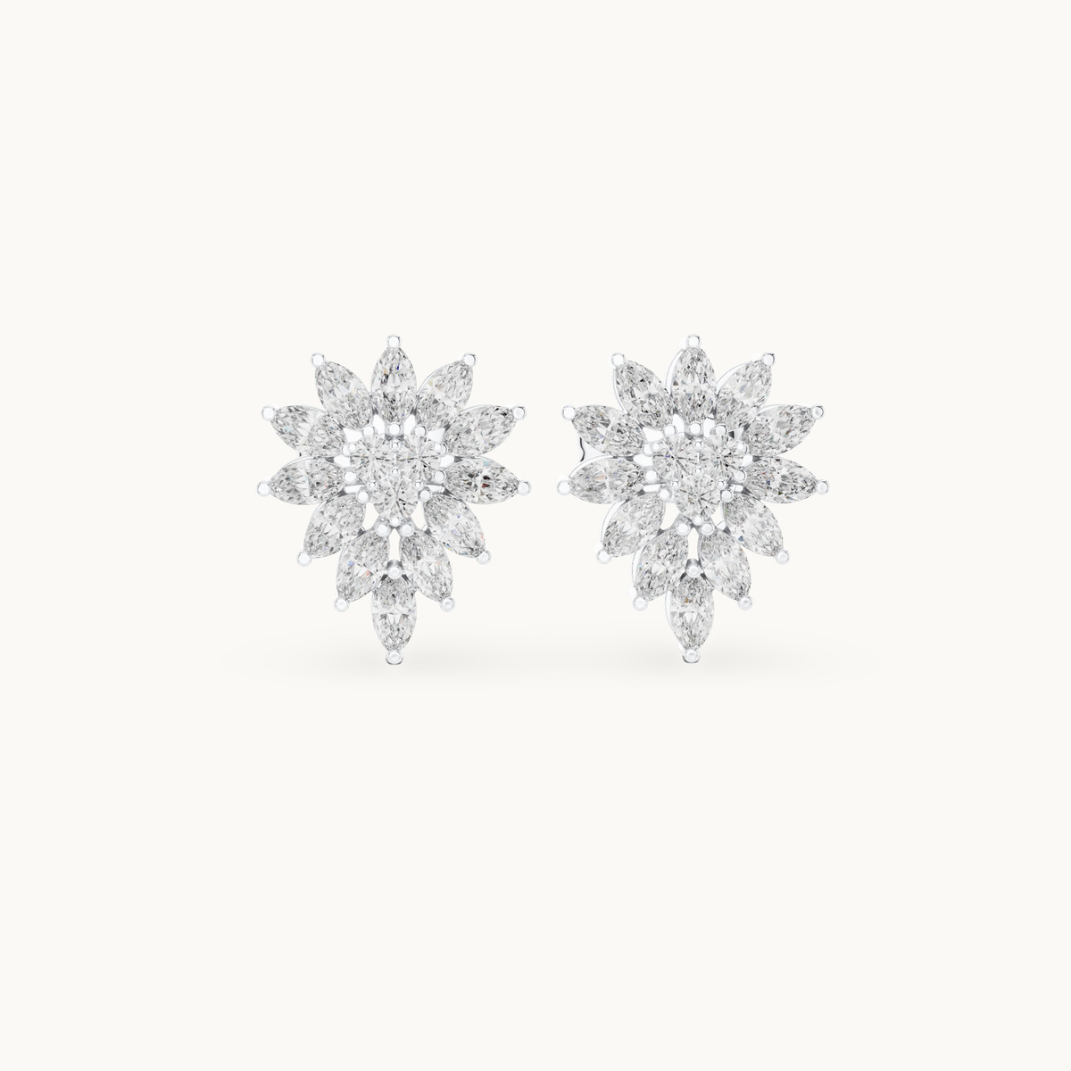 Marquise and round lab-grown diamond cluster stud earrings in 14K white gold, 0.62 CT TW, view 4