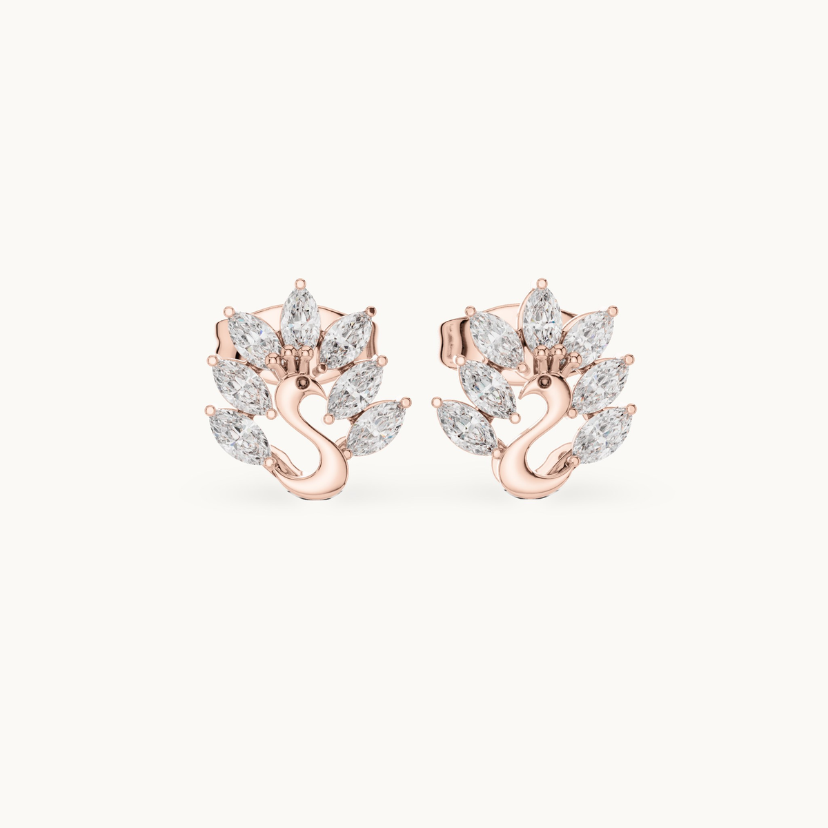 Marquise lab-grown diamond fan stud earrings in 14K rose gold, 0.31 CT TW, view 4