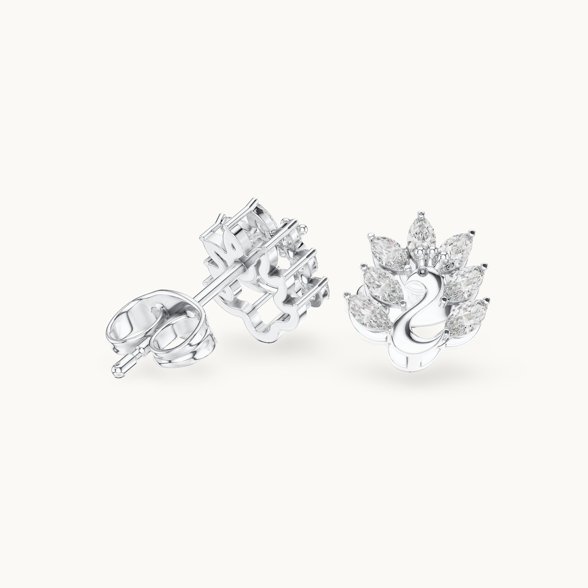 Marquise lab-grown diamond fan stud earrings in 14K white gold, 0.31 CT TW, view 1