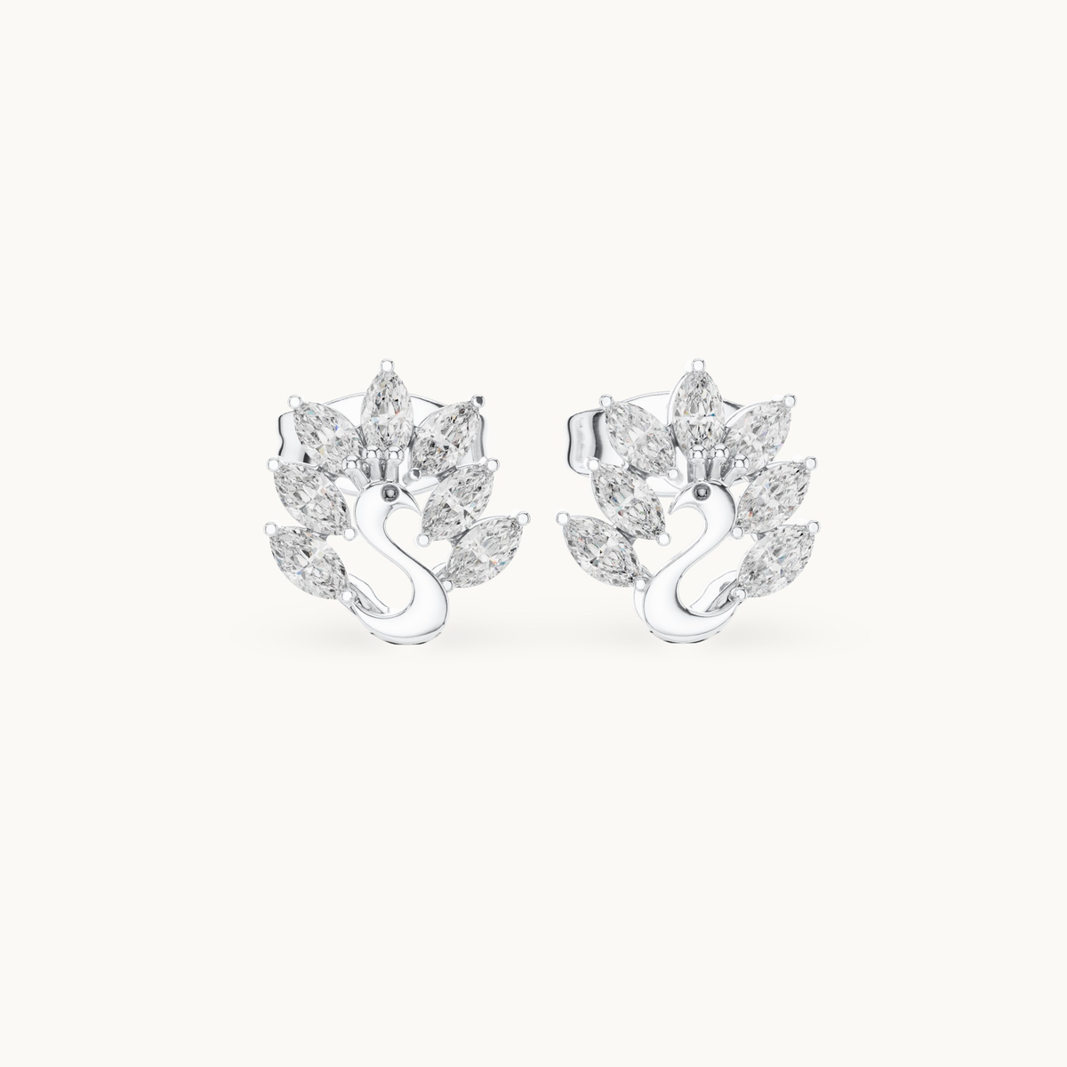 Marquise lab-grown diamond fan stud earrings in 14K white gold, 0.31 CT TW, view 4