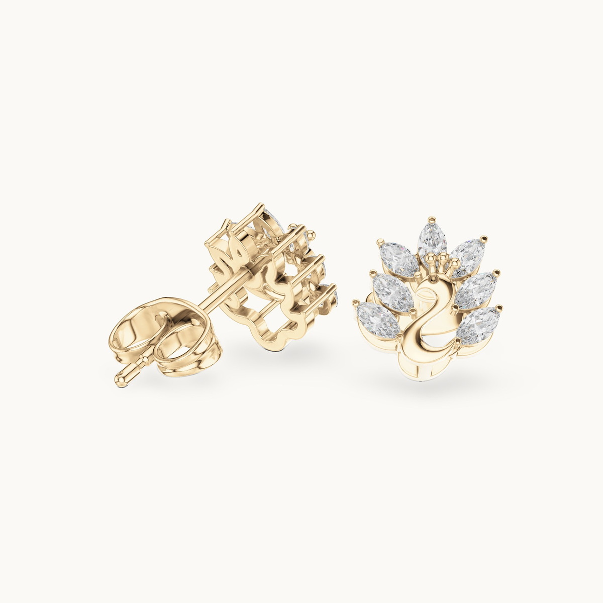 Marquise lab-grown diamond fan stud earrings in 14K yellow gold, 0.31 CT TW, view 1