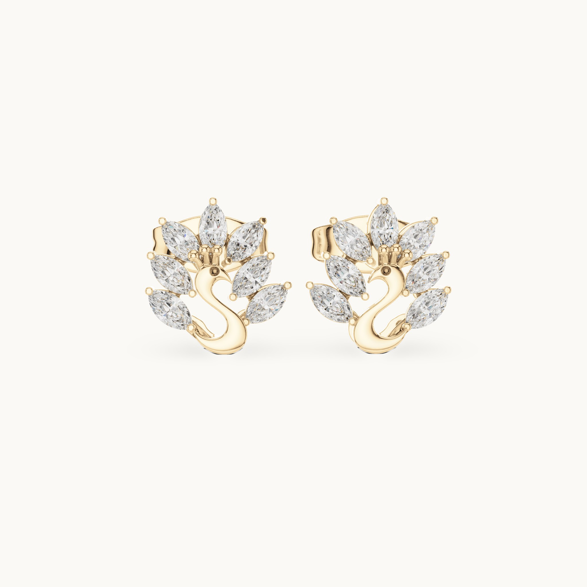 Marquise lab-grown diamond fan stud earrings in 14K yellow gold, 0.31 CT TW, view 4