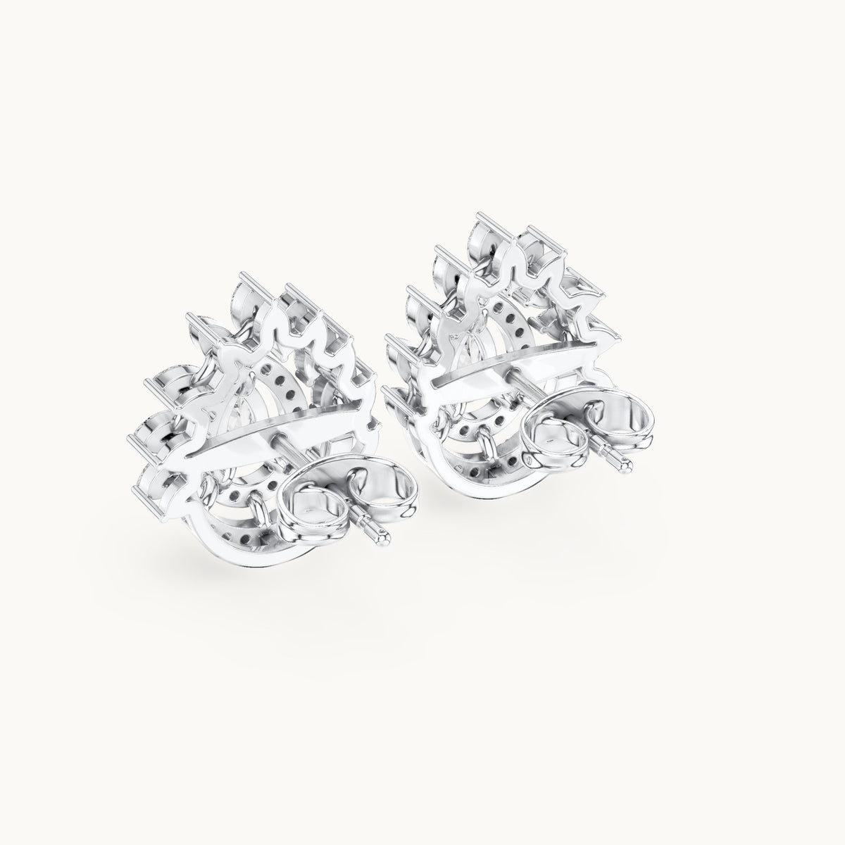 Marquise, pear and round lab-grown diamond double halo stud earrings in white gold, 1.01 CT TW, view 3