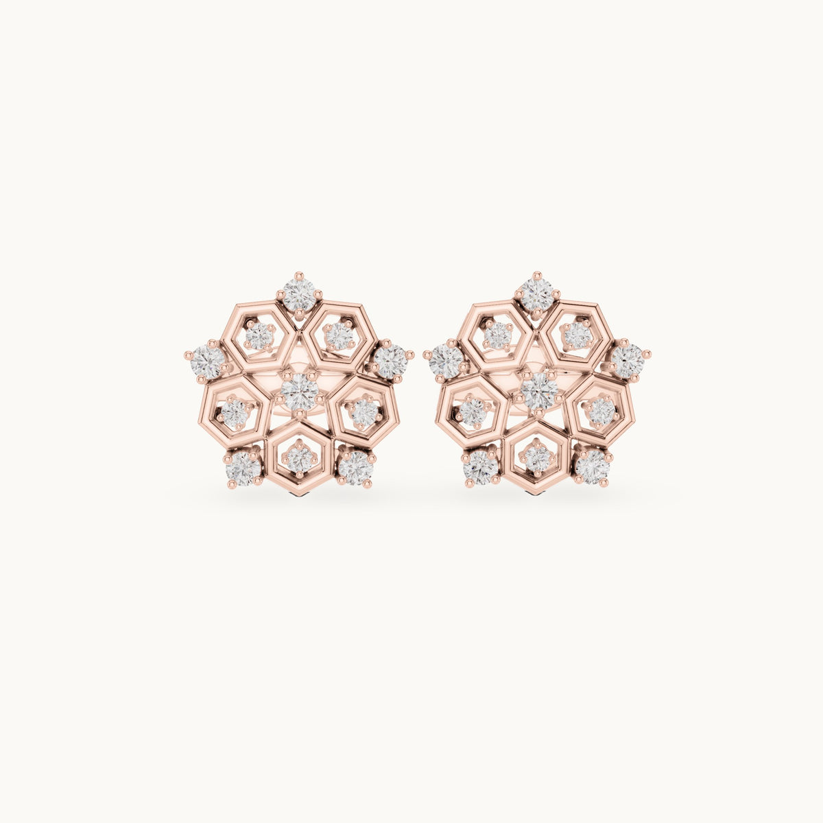 Round lab-grown diamond floral stud earrings in rose gold, 0.21 CT TW, view 4