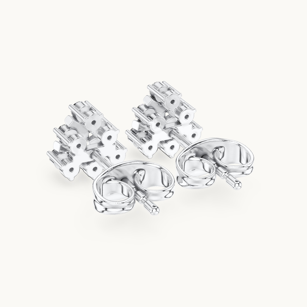 Round lab-grown diamond cluster stud earrings in 14K white gold, 0.16 CT TW, view 3