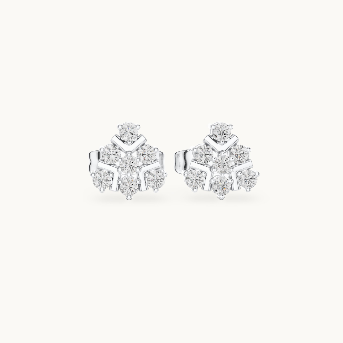 Round lab-grown diamond cluster stud earrings in 14K white gold, 0.16 CT TW, view 4