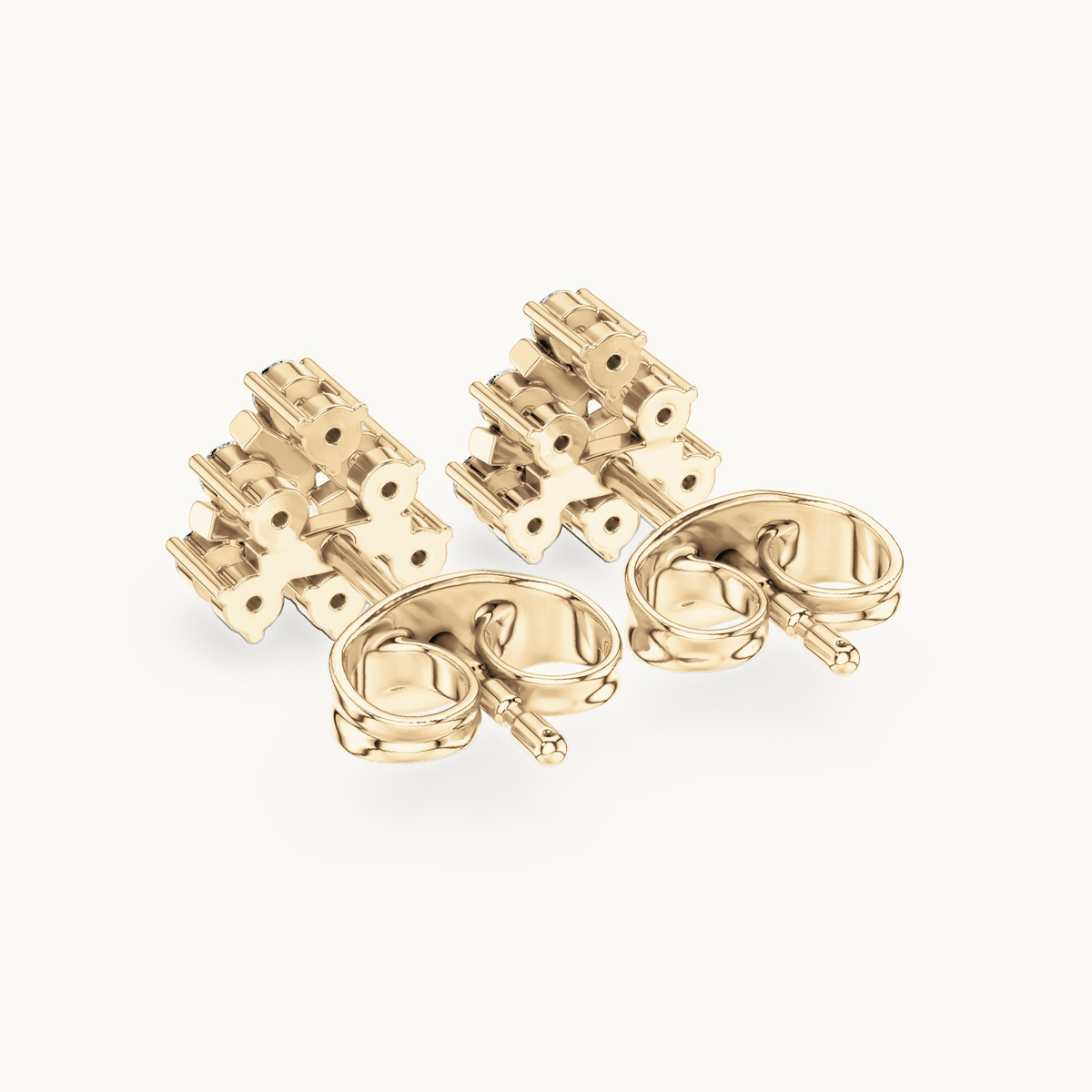 Round lab-grown diamond cluster stud earrings in 14K yellow gold, 0.16 CT TW, view 3