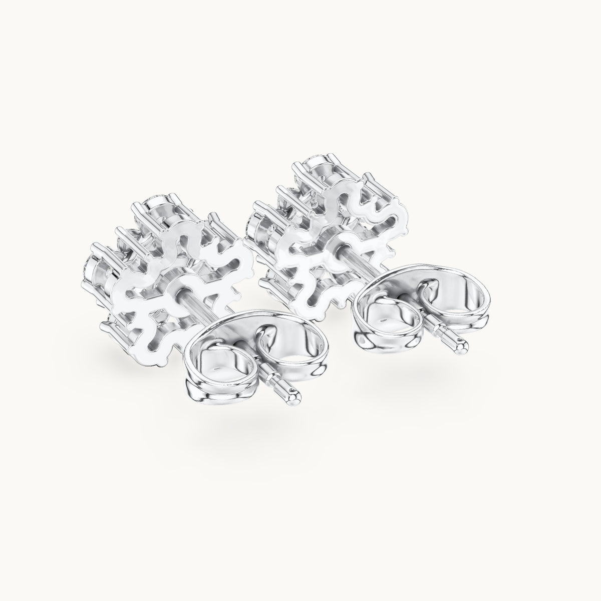 Round and marquise lab-grown diamond flower cluster stud earrings in white gold, 0.62 CT TW, view 3