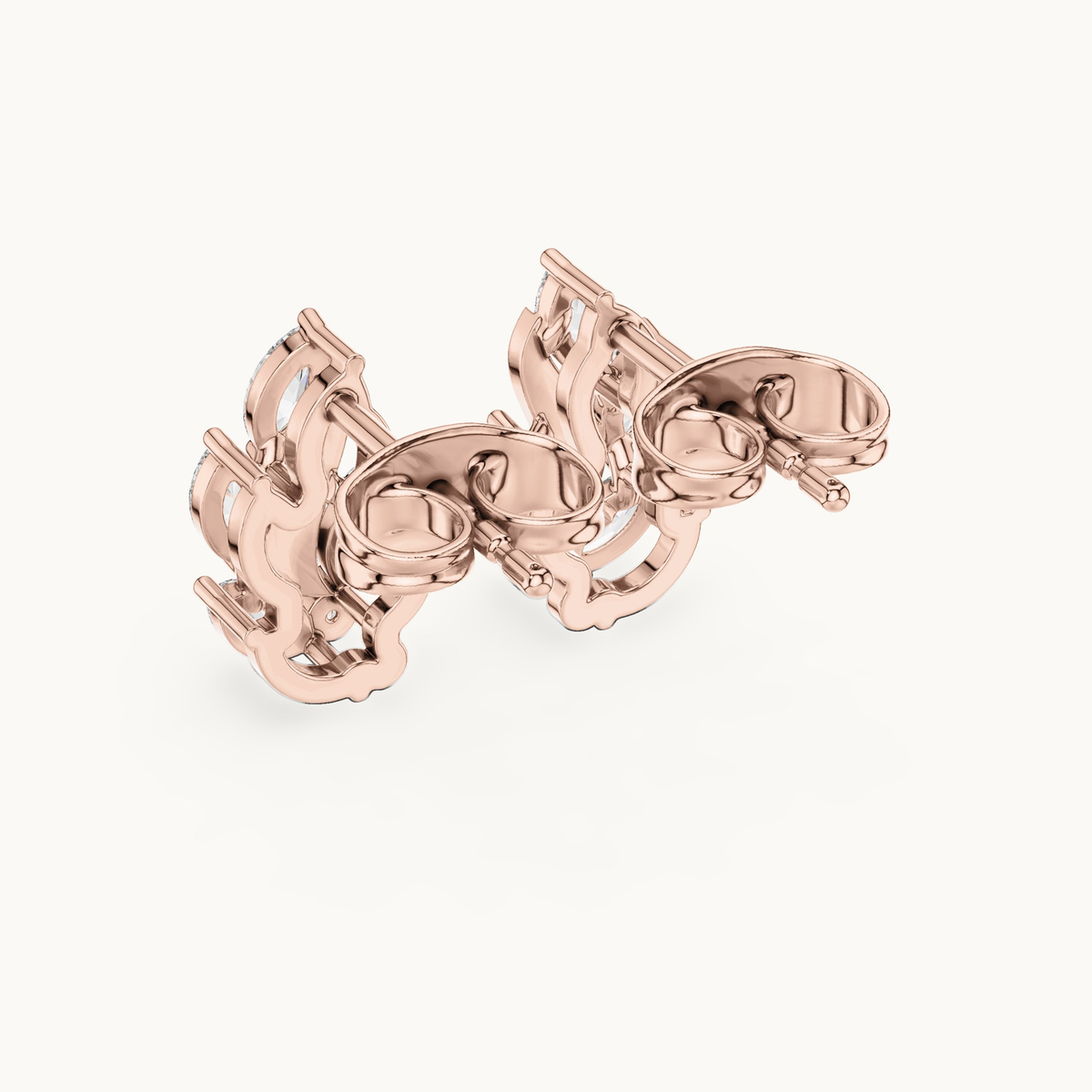 Marquise and round lab-grown diamond flame stud earrings in 14K rose gold, 0.45 CT TW, view 3