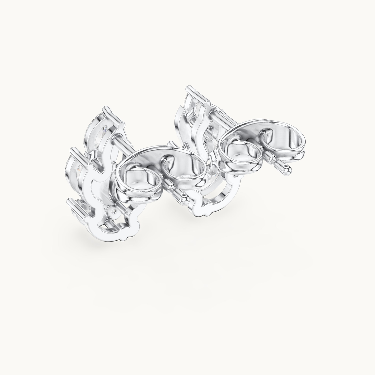 Marquise and round lab-grown diamond flame stud earrings in 14K white gold, 0.45 CT TW, view 3