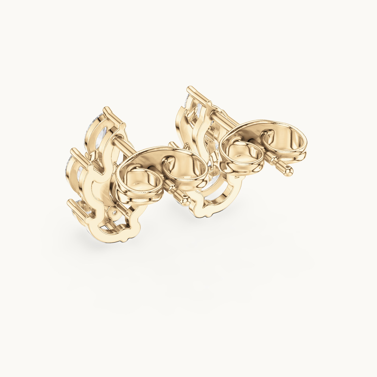 Marquise and round lab-grown diamond flame stud earrings in 14K yellow gold, 0.45 CT TW, view 3