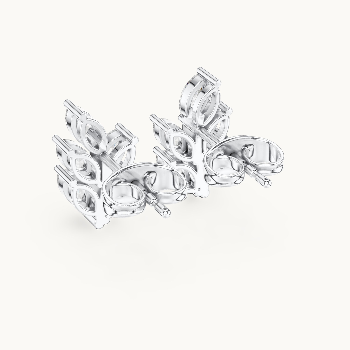 Marquise lab-grown diamond leaf stud earrings in 14K white gold, 0.56 CT TW, view 3
