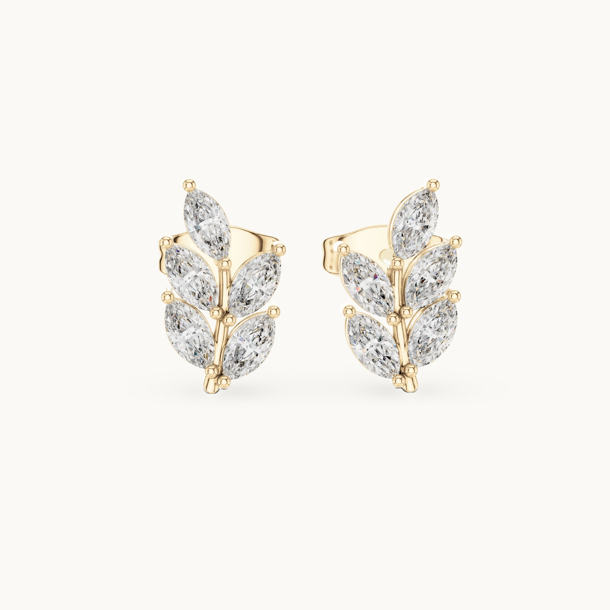 Marquise lab-grown diamond leaf stud earrings in 14K yellow gold, 0.56 CT TW, view 4