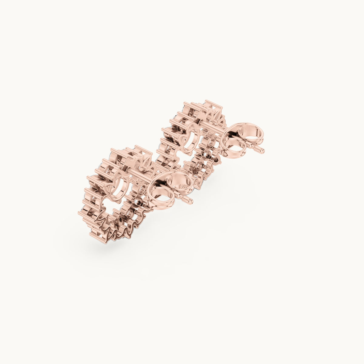 Round and marquise lab-grown diamond starburst halo stud earrings in rose gold, 1.53 CT TW, view 2