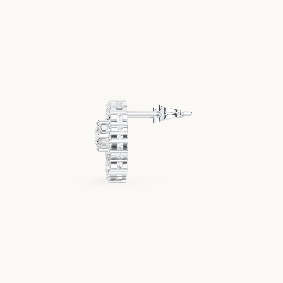 Round and marquise lab-grown diamond starburst halo stud earrings in white gold, 1.53 CT TW, view 3