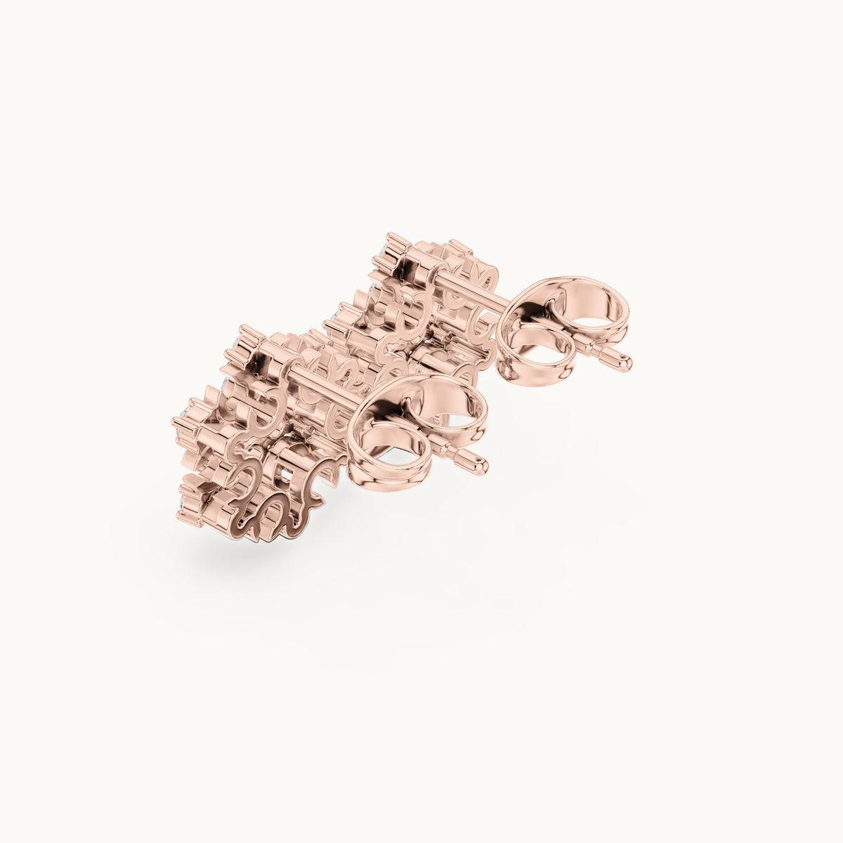 Round lab-grown diamond snowflake cluster stud earrings in rose gold, 0.43 CT TW, view 2