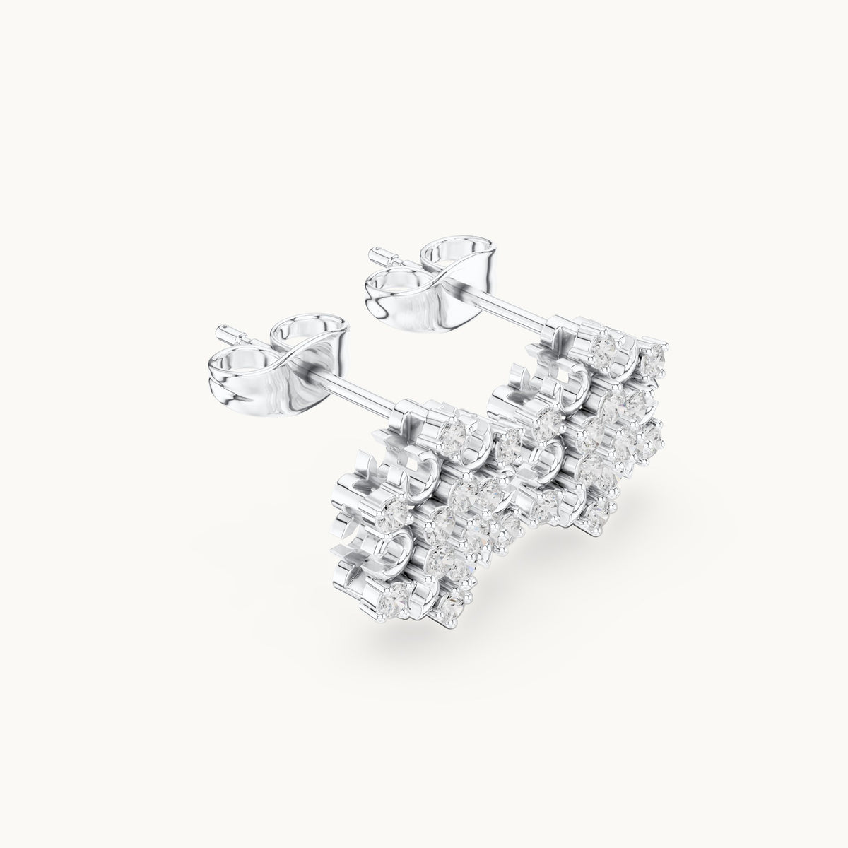 Round lab-grown diamond snowflake cluster stud earrings in white gold, 0.43 CT TW, view 1