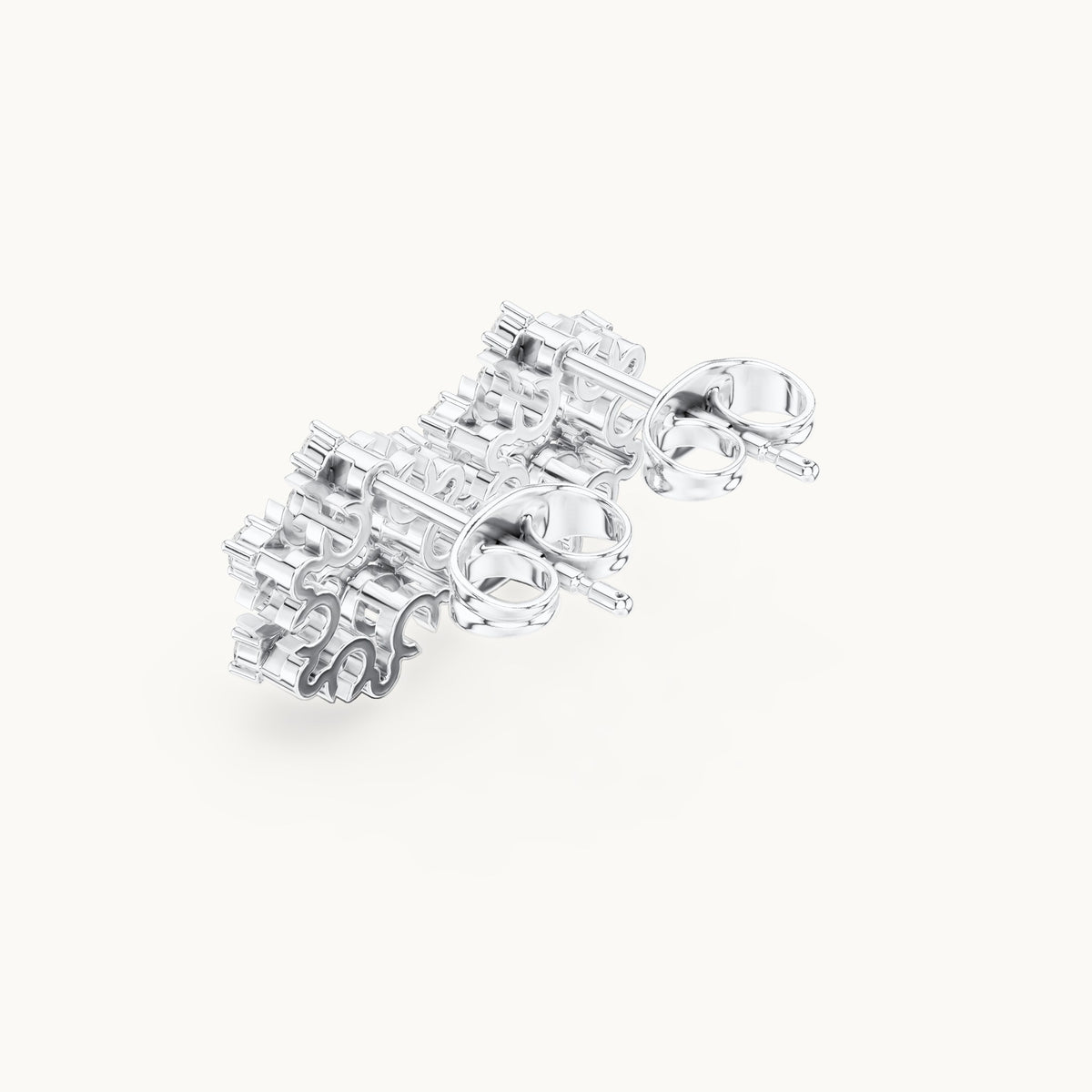 Round lab-grown diamond snowflake cluster stud earrings in white gold, 0.43 CT TW, view 2