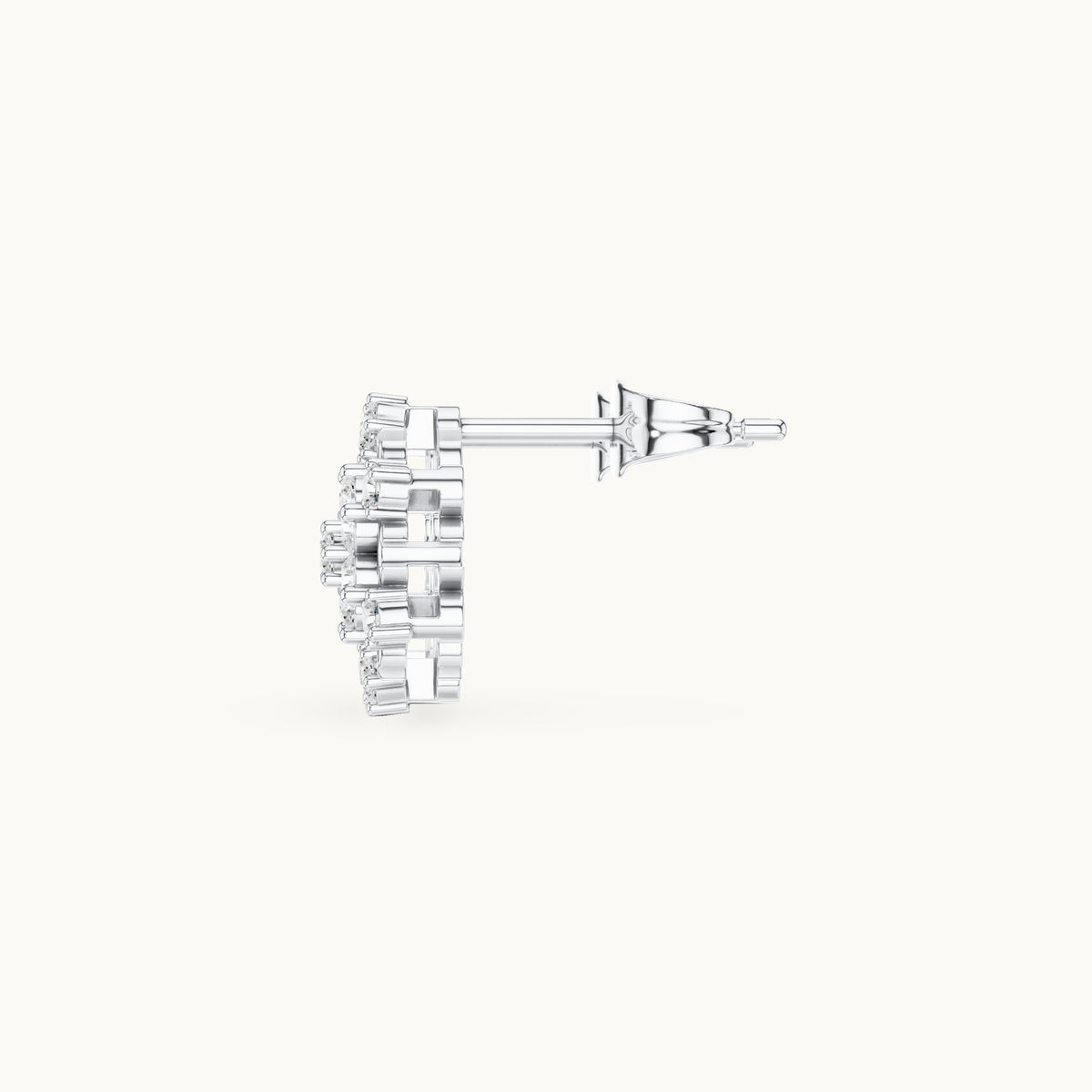 Round lab-grown diamond snowflake cluster stud earrings in white gold, 0.43 CT TW, view 3