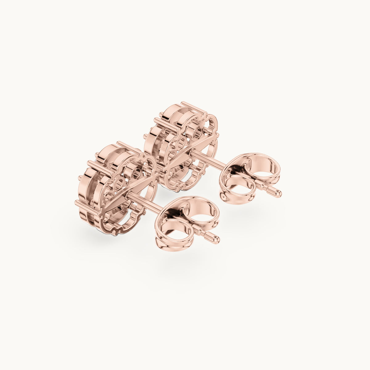 Round lab-grown diamond illusion cluster stud earrings in rose gold, 0.47 CT TW, view 2