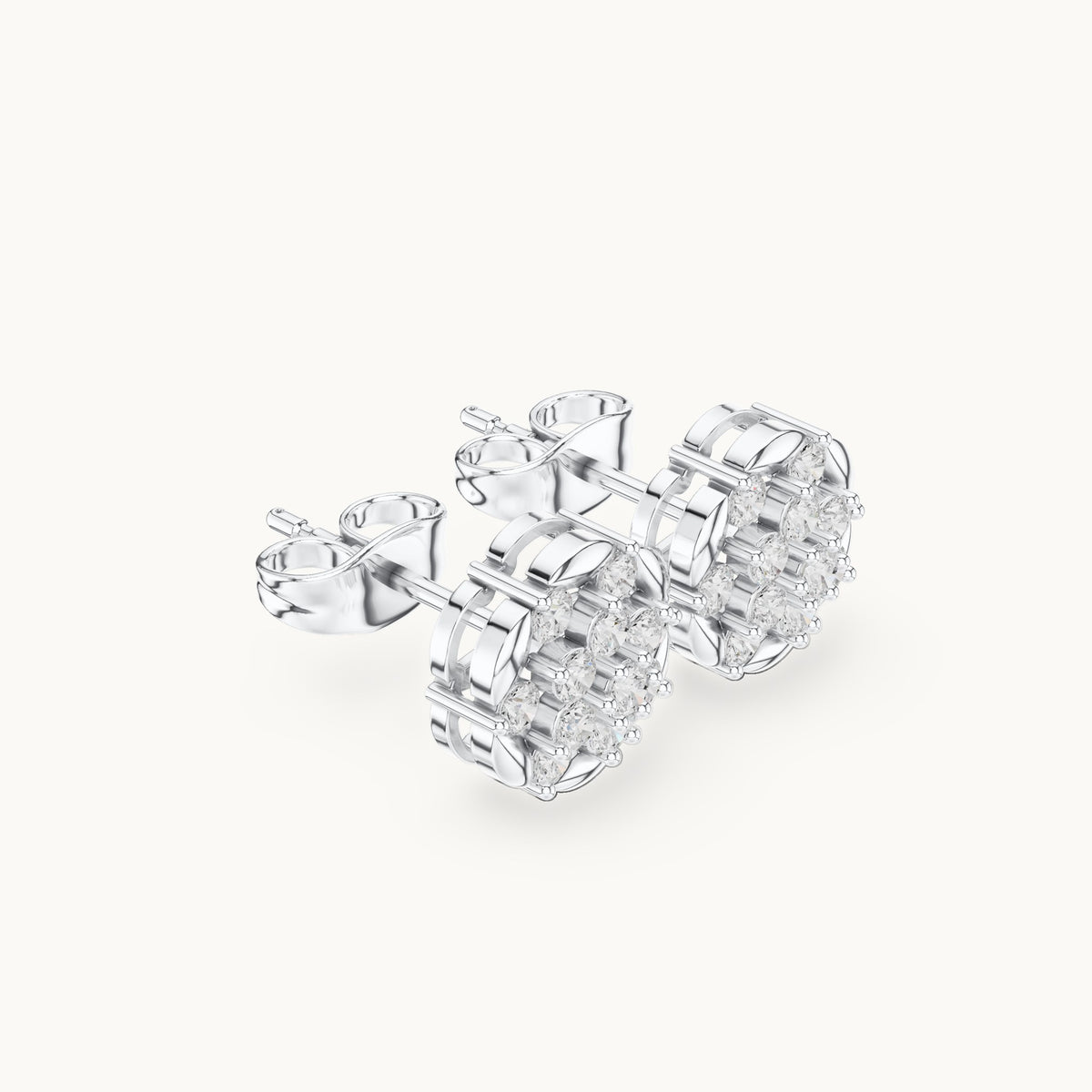 Round lab-grown diamond illusion cluster stud earrings in white gold, 0.47 CT TW, view 1