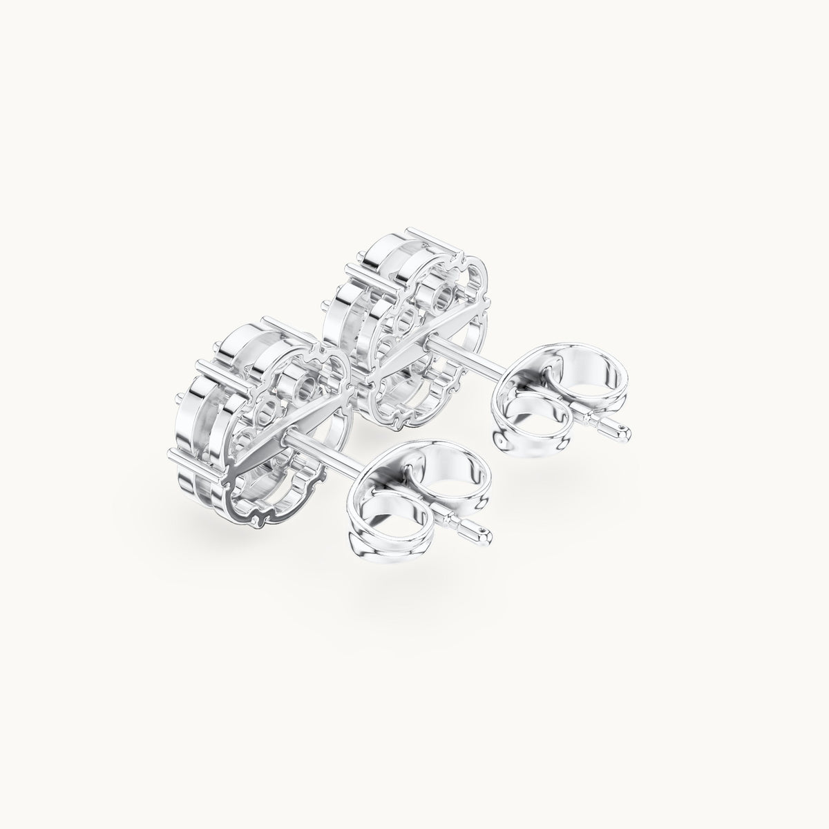 Round lab-grown diamond illusion cluster stud earrings in white gold, 0.47 CT TW, view 2