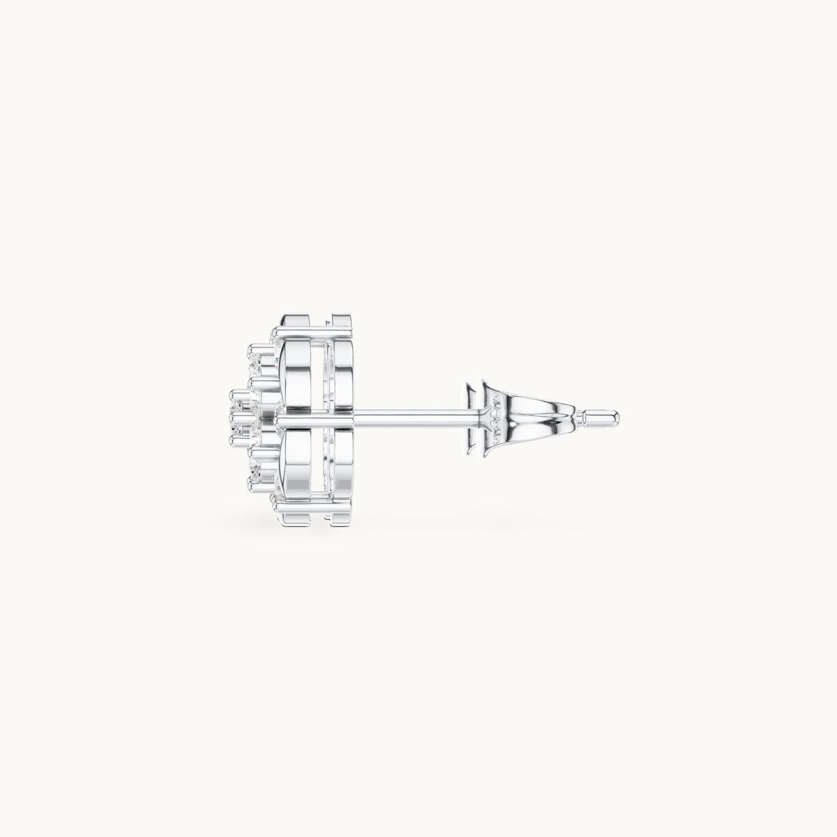 Round lab-grown diamond illusion cluster stud earrings in white gold, 0.47 CT TW, view 3