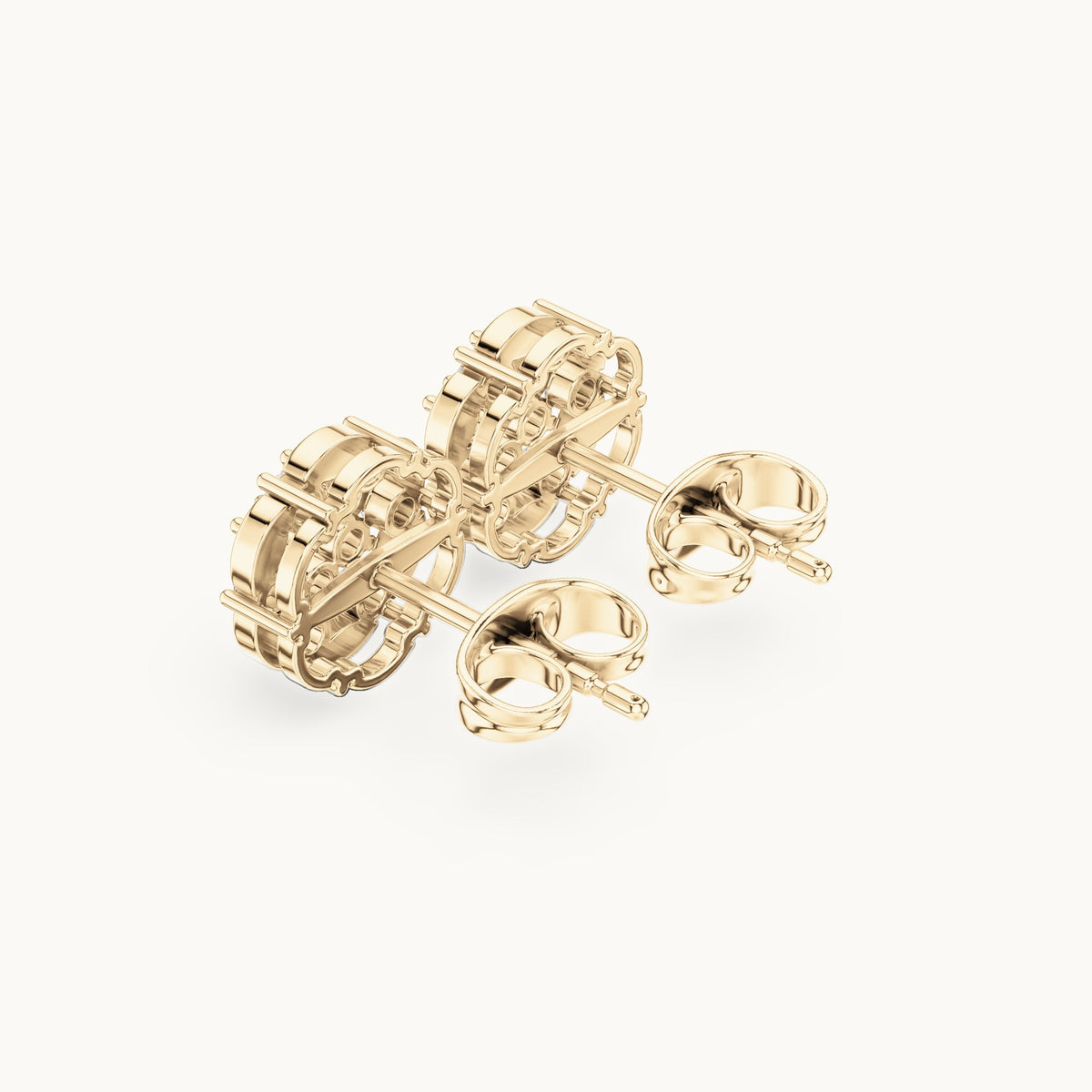 Round lab-grown diamond illusion cluster stud earrings in yellow gold, 0.47 CT TW, view 2