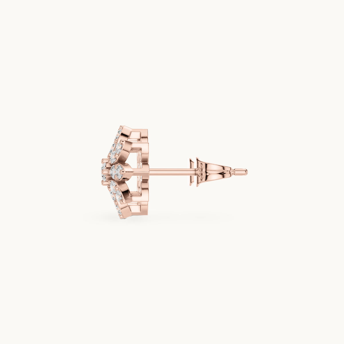 Round lab-grown diamond starflower stud earrings in rose gold, 0.45 CT TW, view 3