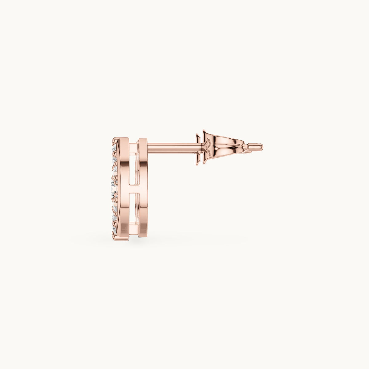 Round lab-grown diamond oval openwork stud earrings in rose gold, 0.41 CT TW, view 3