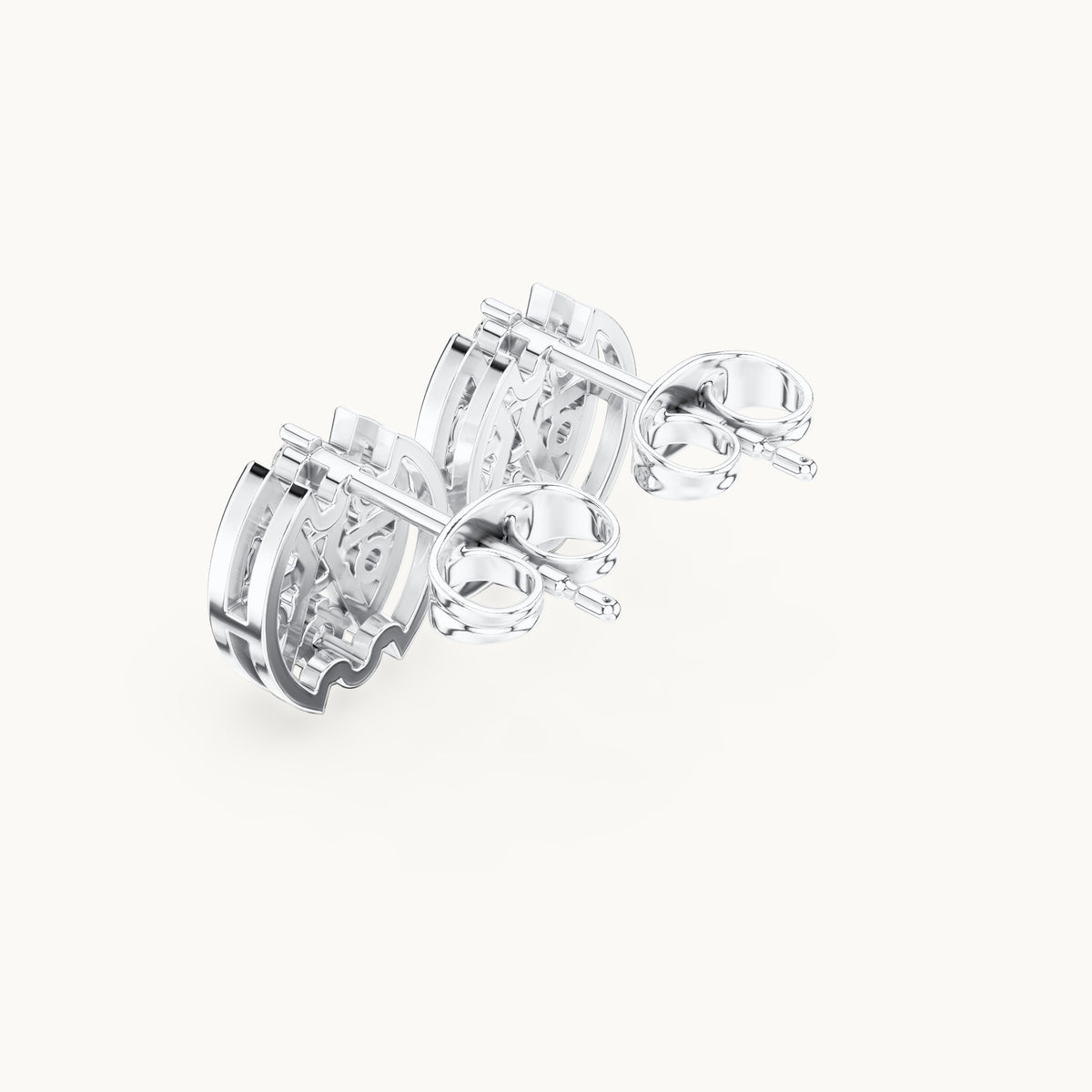 Round lab-grown diamond oval openwork stud earrings in white gold, 0.41 CT TW, view 2