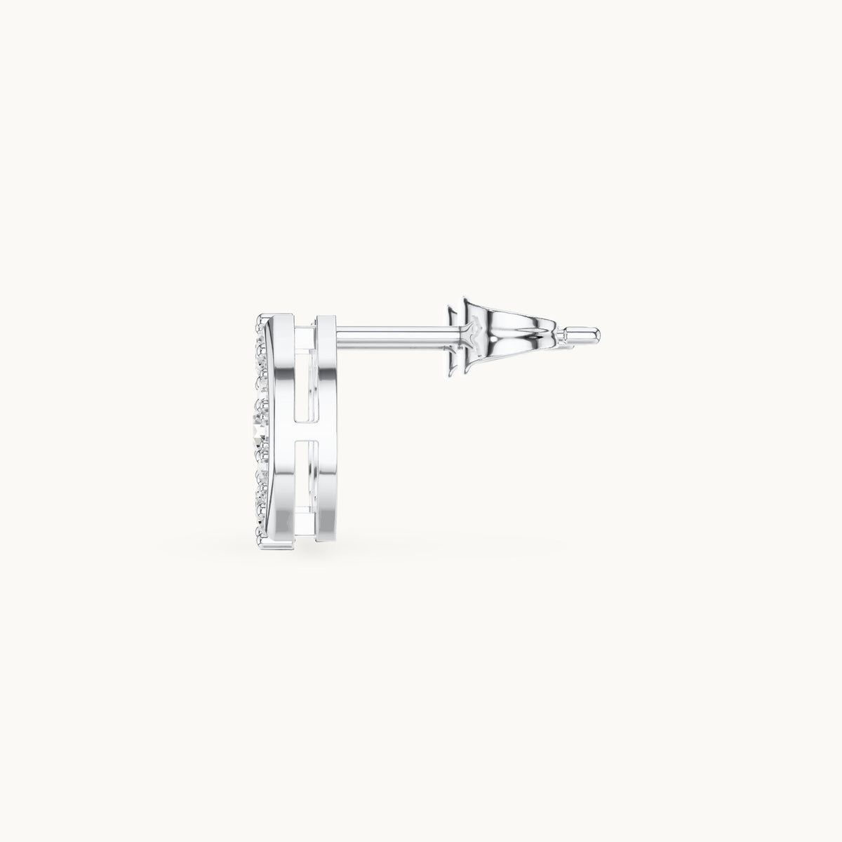 Round lab-grown diamond oval openwork stud earrings in white gold, 0.41 CT TW, view 3