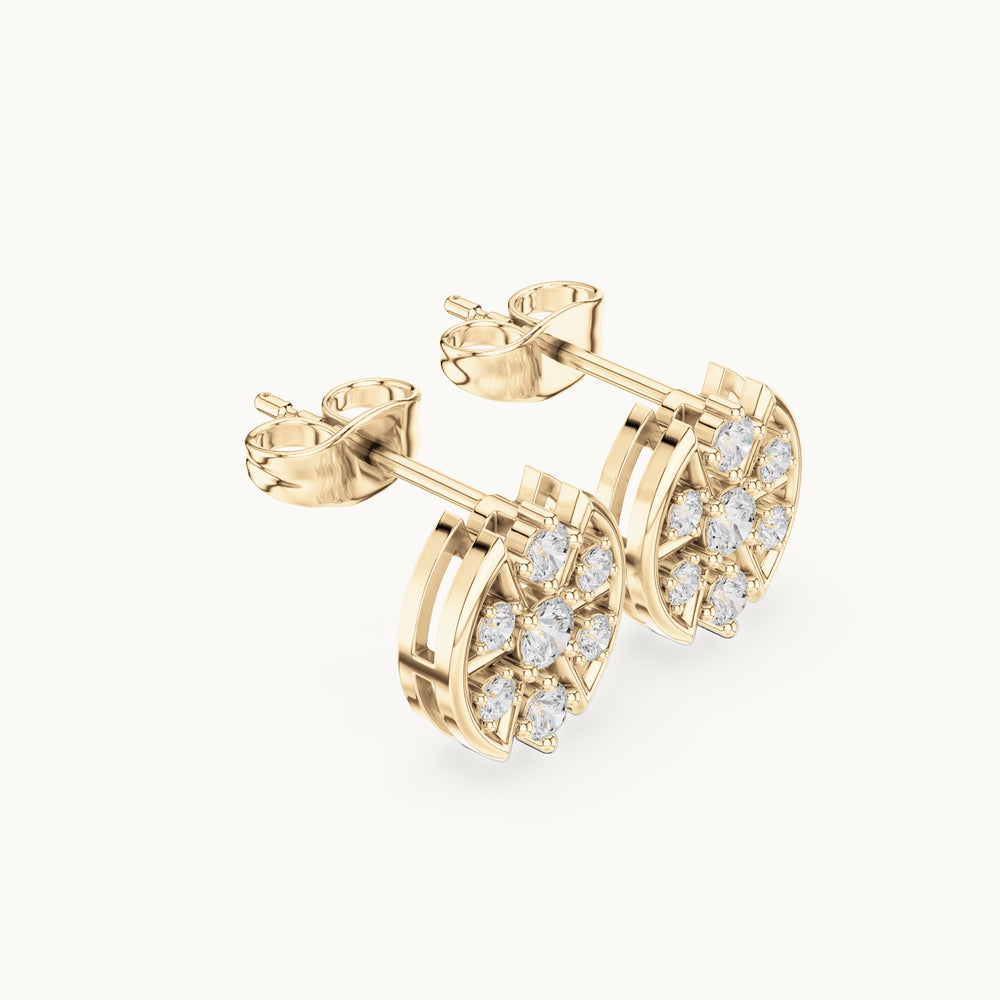 Round lab-grown diamond oval openwork stud earrings in yellow gold, 0.41 CT TW, view 1