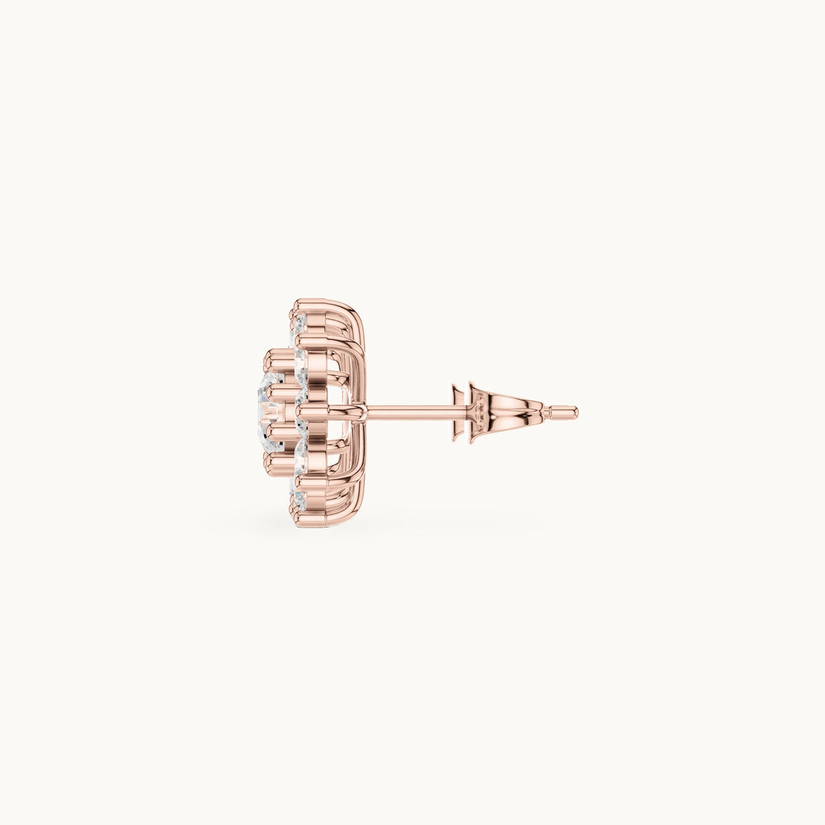 Round lab-grown diamond starburst cluster stud earrings in rose gold, 2.17 CT TW, view 3