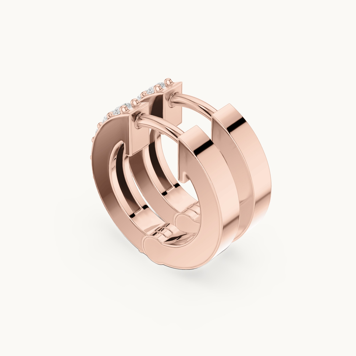 Round lab-grown diamond huggie hoop earrings in 14K rose gold, 0.32 CT TW, view 2