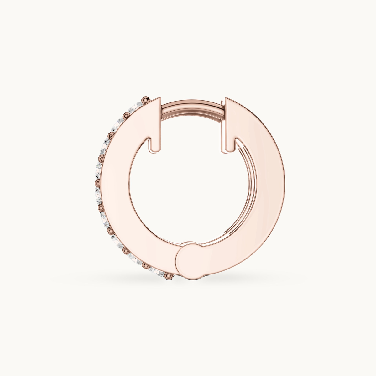 Round lab-grown diamond huggie hoop earrings in 14K rose gold, 0.32 CT TW, view 3