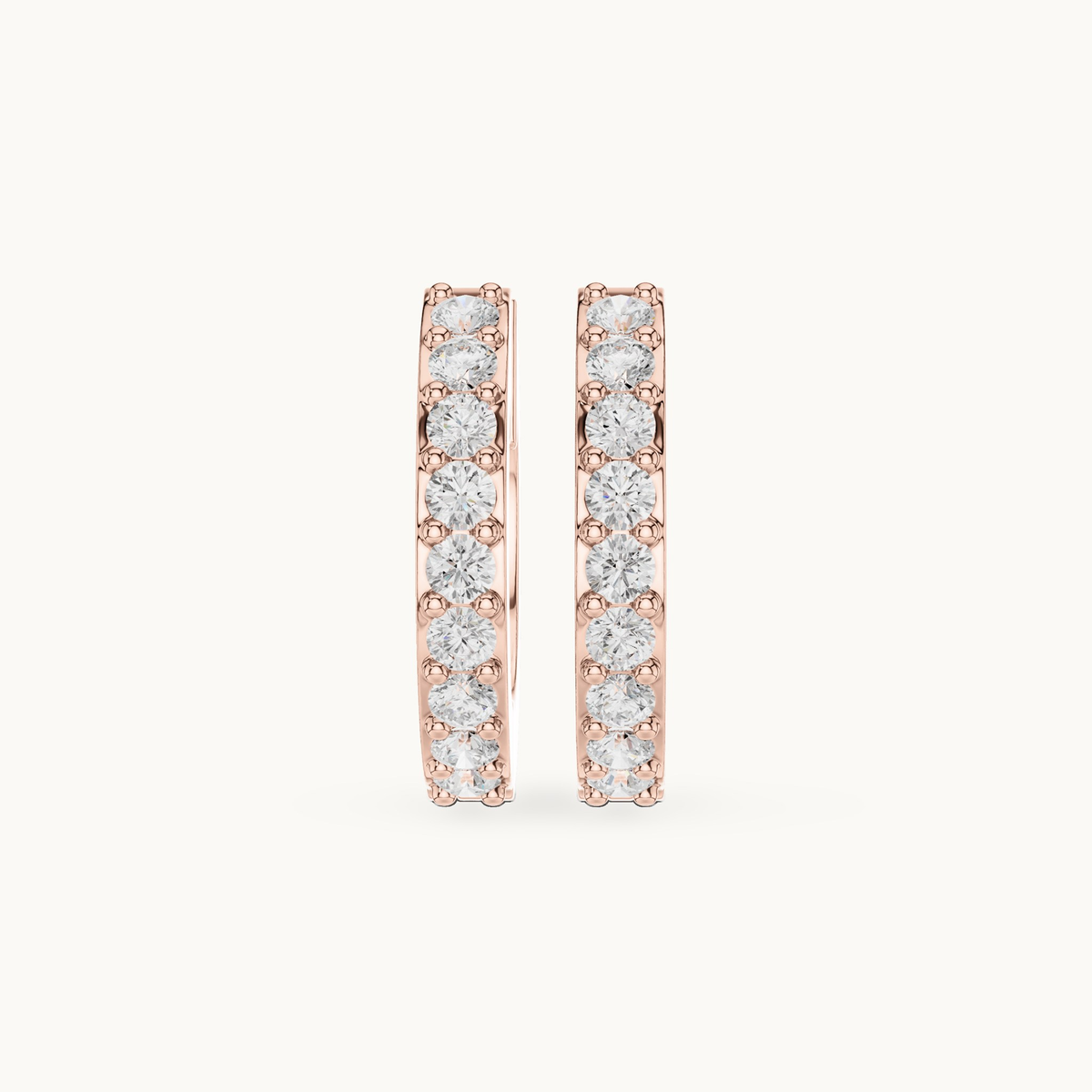 Round lab-grown diamond huggie hoop earrings in 14K rose gold, 0.32 CT TW, view 4