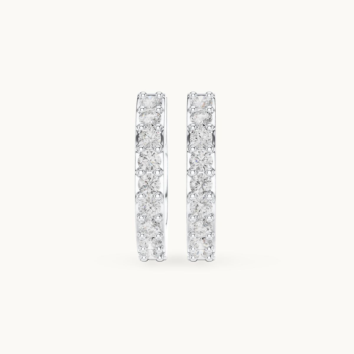 Round lab-grown diamond huggie hoop earrings in 14K white gold, 0.32 CT TW, view 4