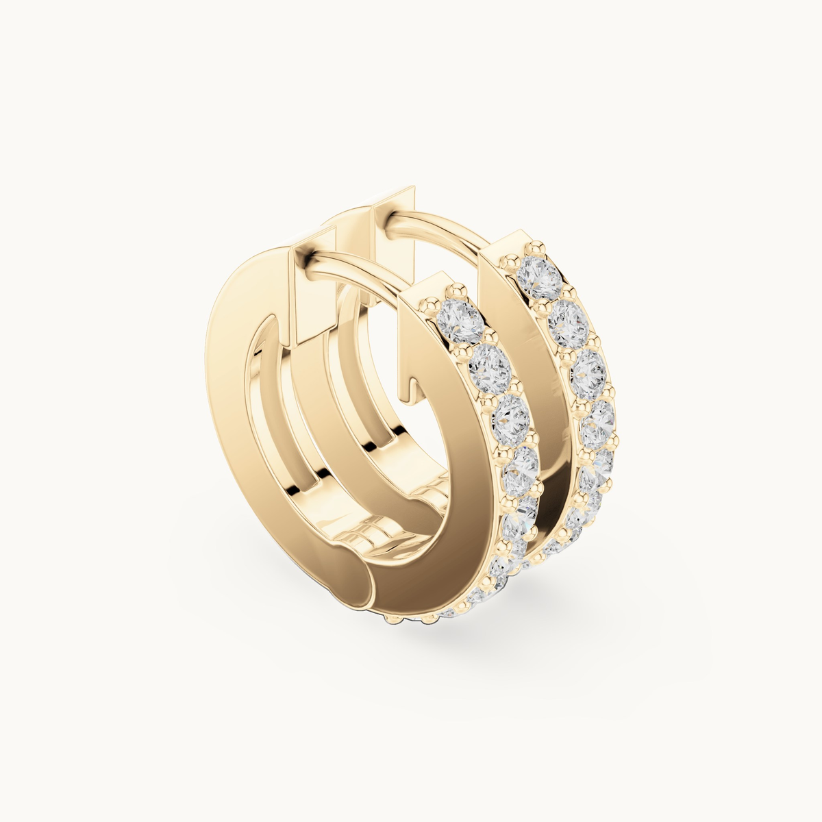 Round lab-grown diamond huggie hoop earrings in 14K yellow gold, 0.32 CT TW, view 1