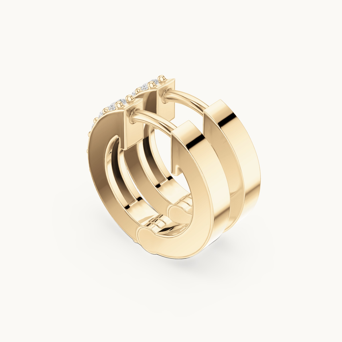 Round lab-grown diamond huggie hoop earrings in 14K yellow gold, 0.32 CT TW, view 2
