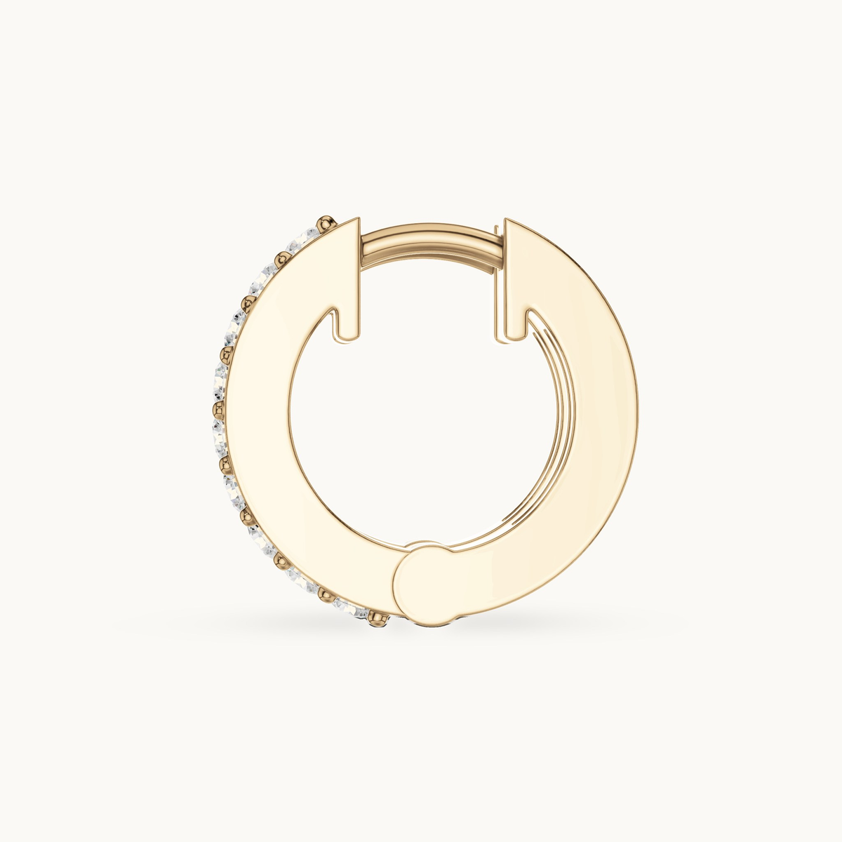 Round lab-grown diamond huggie hoop earrings in 14K yellow gold, 0.32 CT TW, view 3