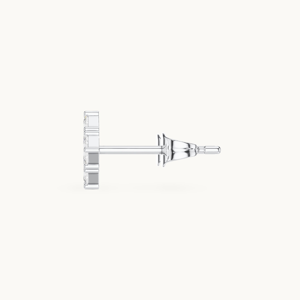 Princess-cut lab-grown diamond cluster stud earrings in 14K white gold, 0.30 CT TW, view 3