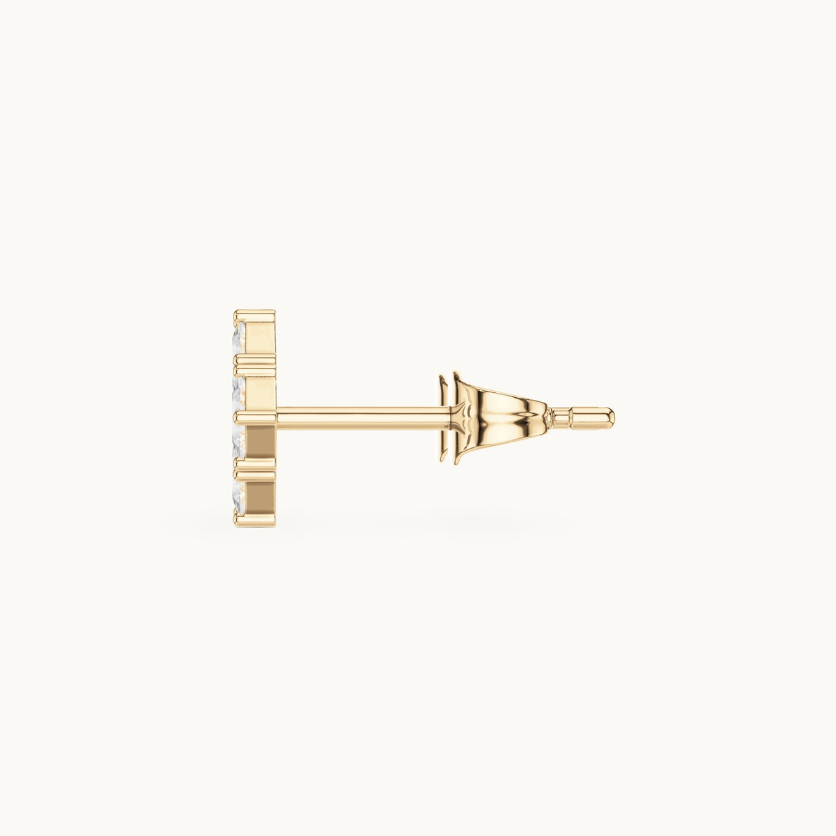 Princess-cut lab-grown diamond cluster stud earrings in 14K yellow gold, 0.30 CT TW, view 3