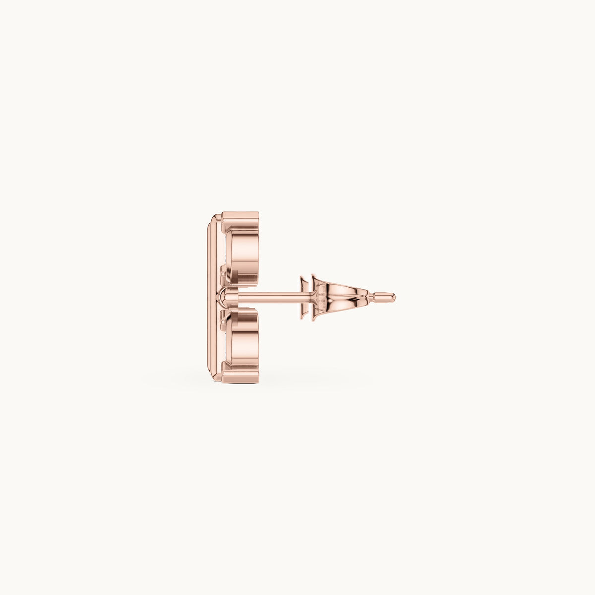 Round lab-grown diamond four-stone square stud earrings in rose gold, 1.32 CT TW, view 3