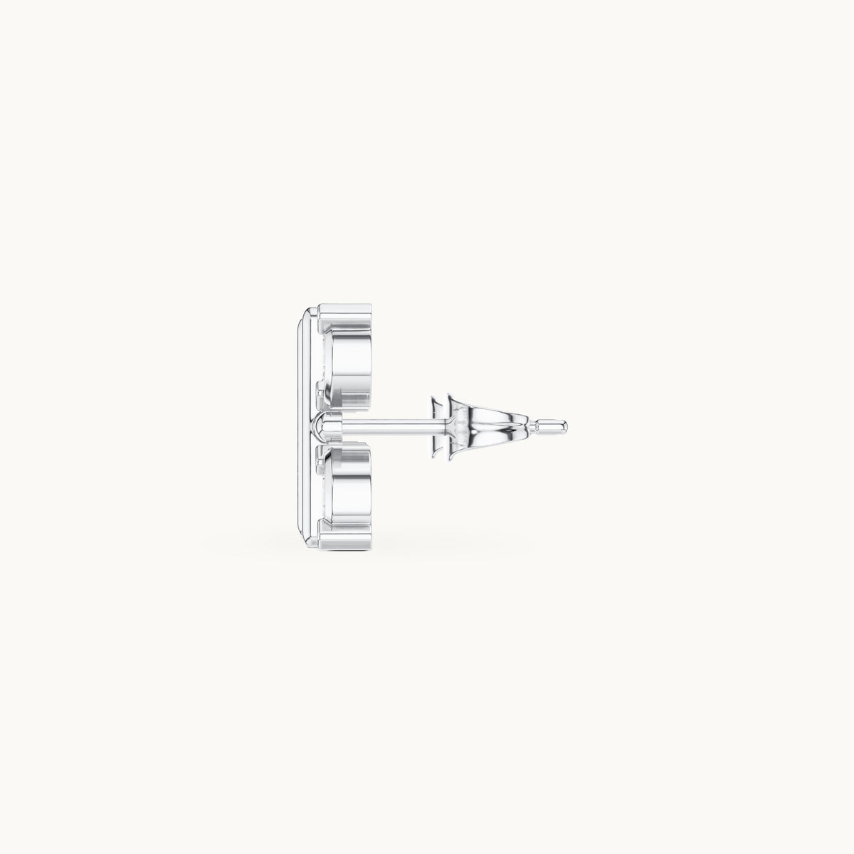 Round lab-grown diamond four-stone square stud earrings in white gold, 1.32 CT TW, view 3