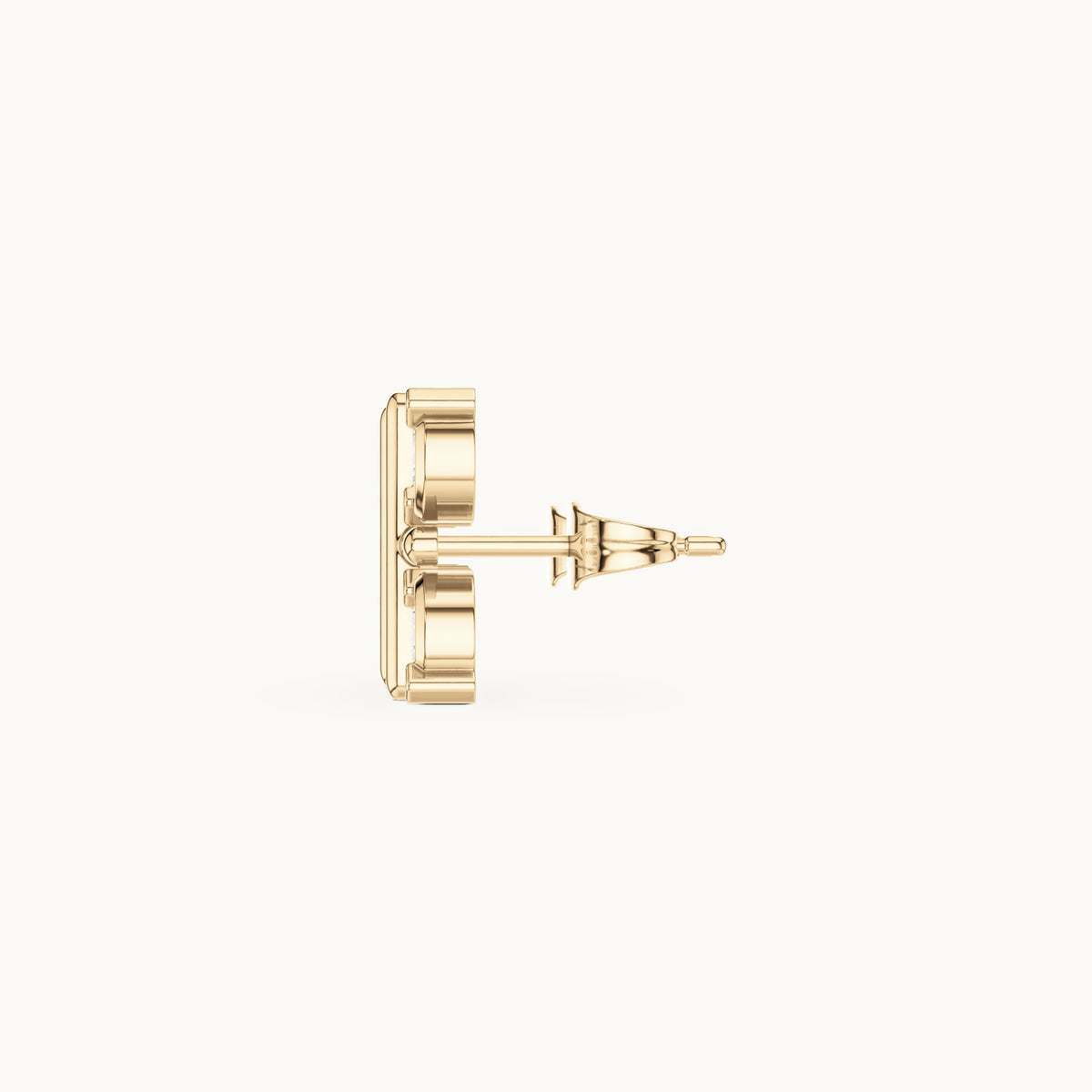 Round lab-grown diamond four-stone square stud earrings in yellow gold, 1.32 CT TW, view 3
