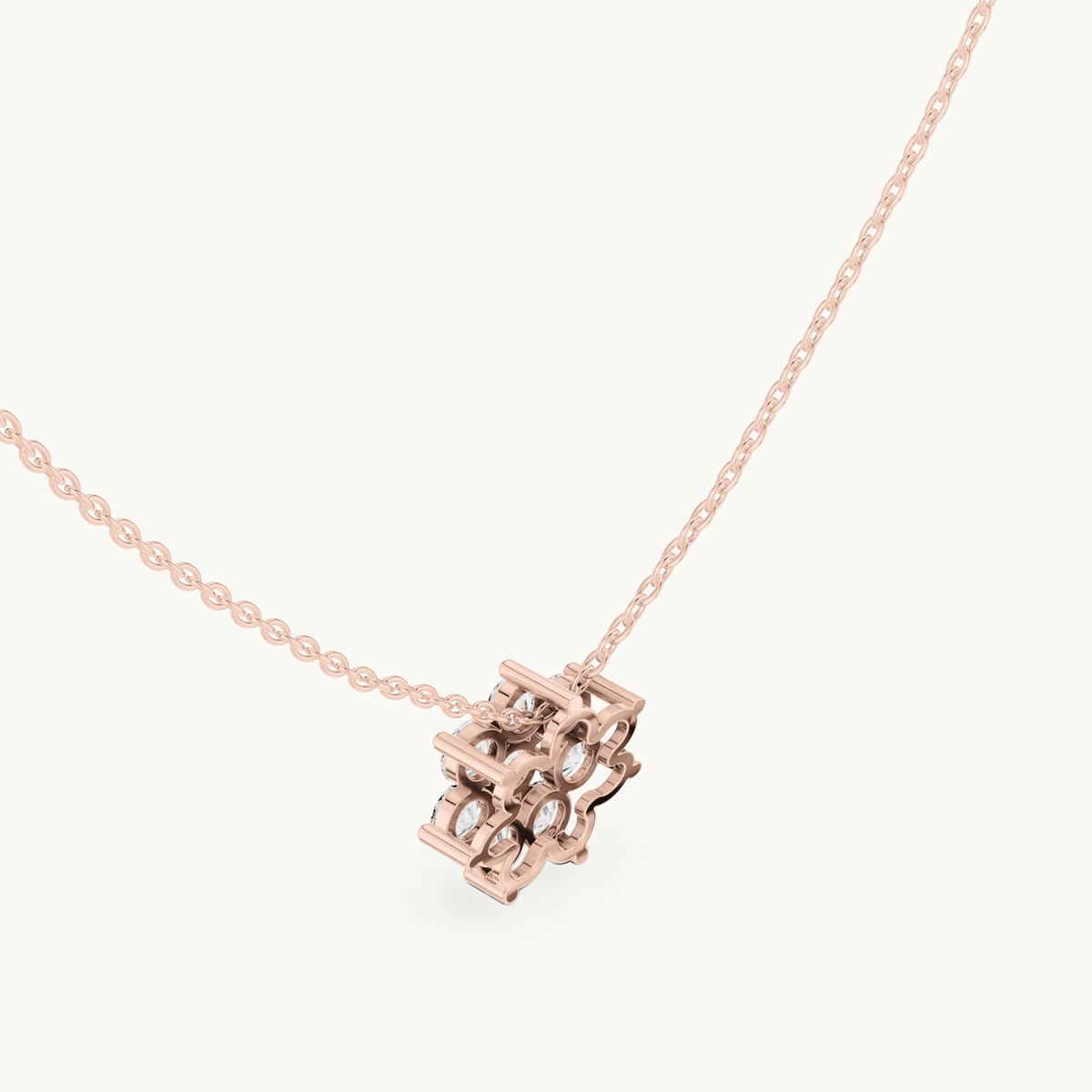 Round lab-grown diamond flower cluster pendant in 14K rose gold, 1.32 CT TW, view 2