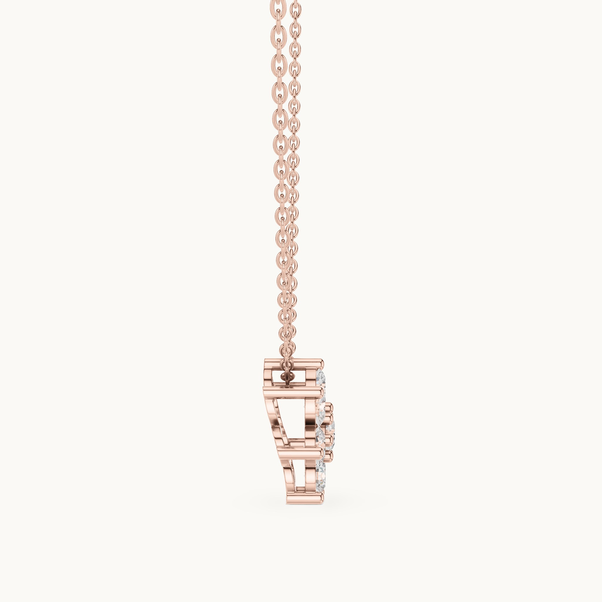 Round lab-grown diamond flower cluster pendant in 14K rose gold, 1.32 CT TW, view 3