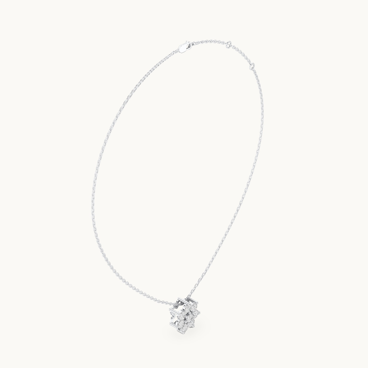 Round lab-grown diamond flower cluster pendant in 14K white gold, 1.32 CT TW, view 1