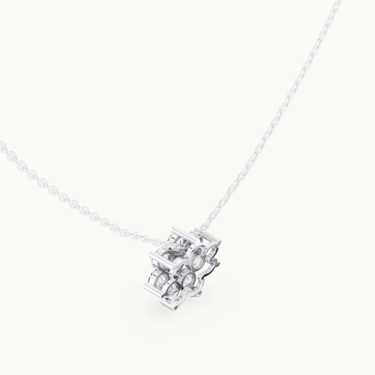 Round lab-grown diamond flower cluster pendant in 14K white gold, 1.32 CT TW, view 2